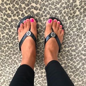 Tory Burch Thora Black Patent Leather Sandals 9